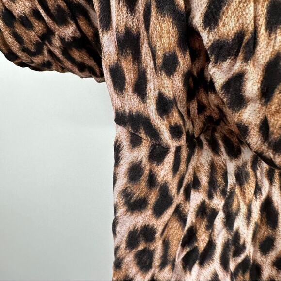 Zara Leopard Print Short Sleeve Cropped Jumpsuit Sz M Bloggers Favorite - Picture 8 of 13